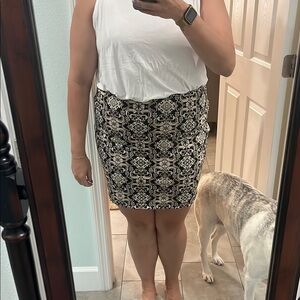 Elegant Black and White Patterned Skirt